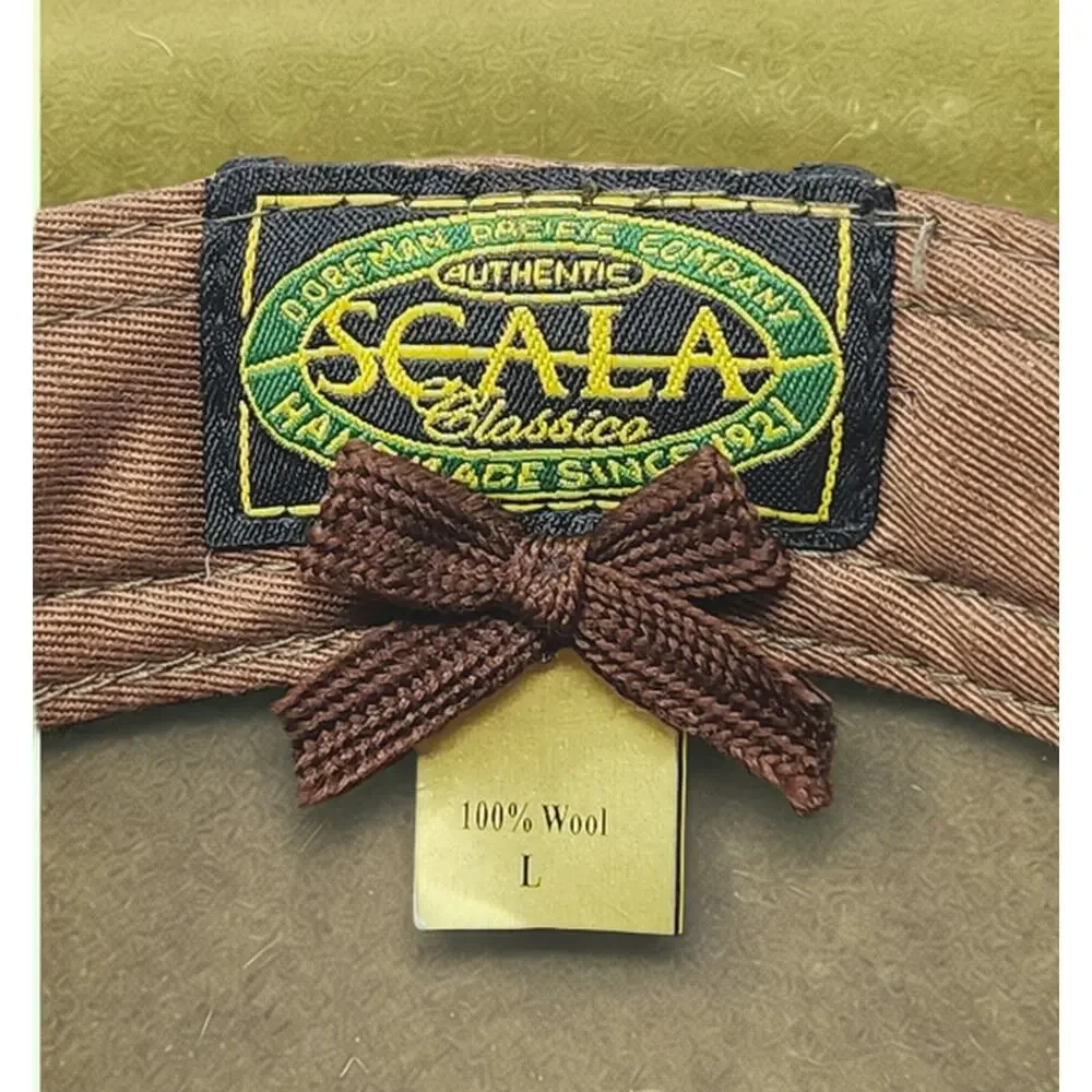 Scala L Classic Western Outback Fedora Hat Brown 100% Wool Felt Leather Band - Picture 4 of 8